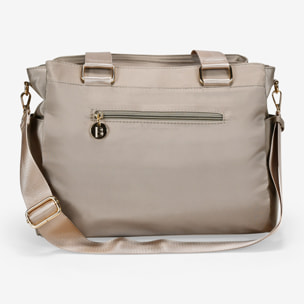 Bolso de hombro beige para portátil