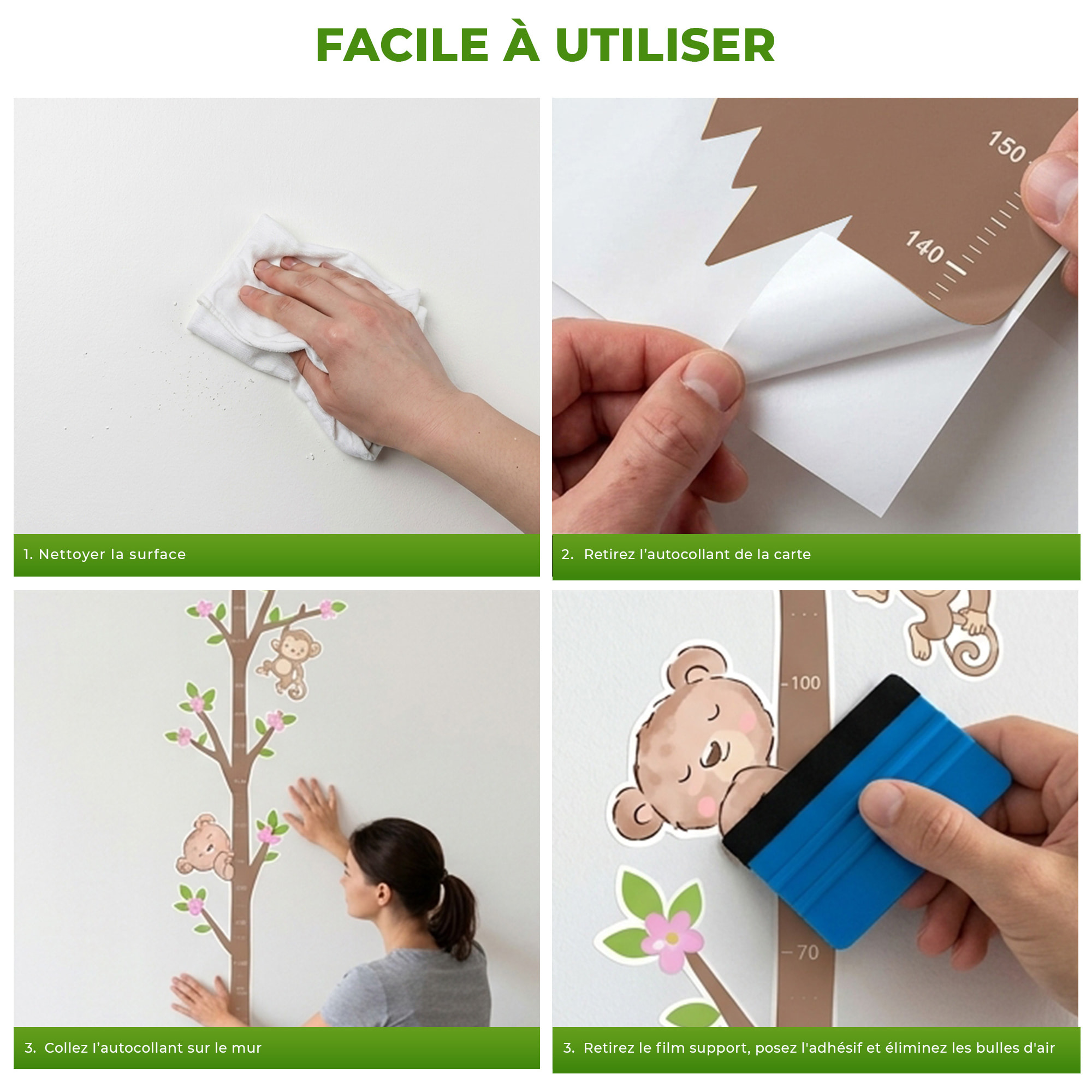 Stickers Muraux décoration adhésifs toise arbre fleuri