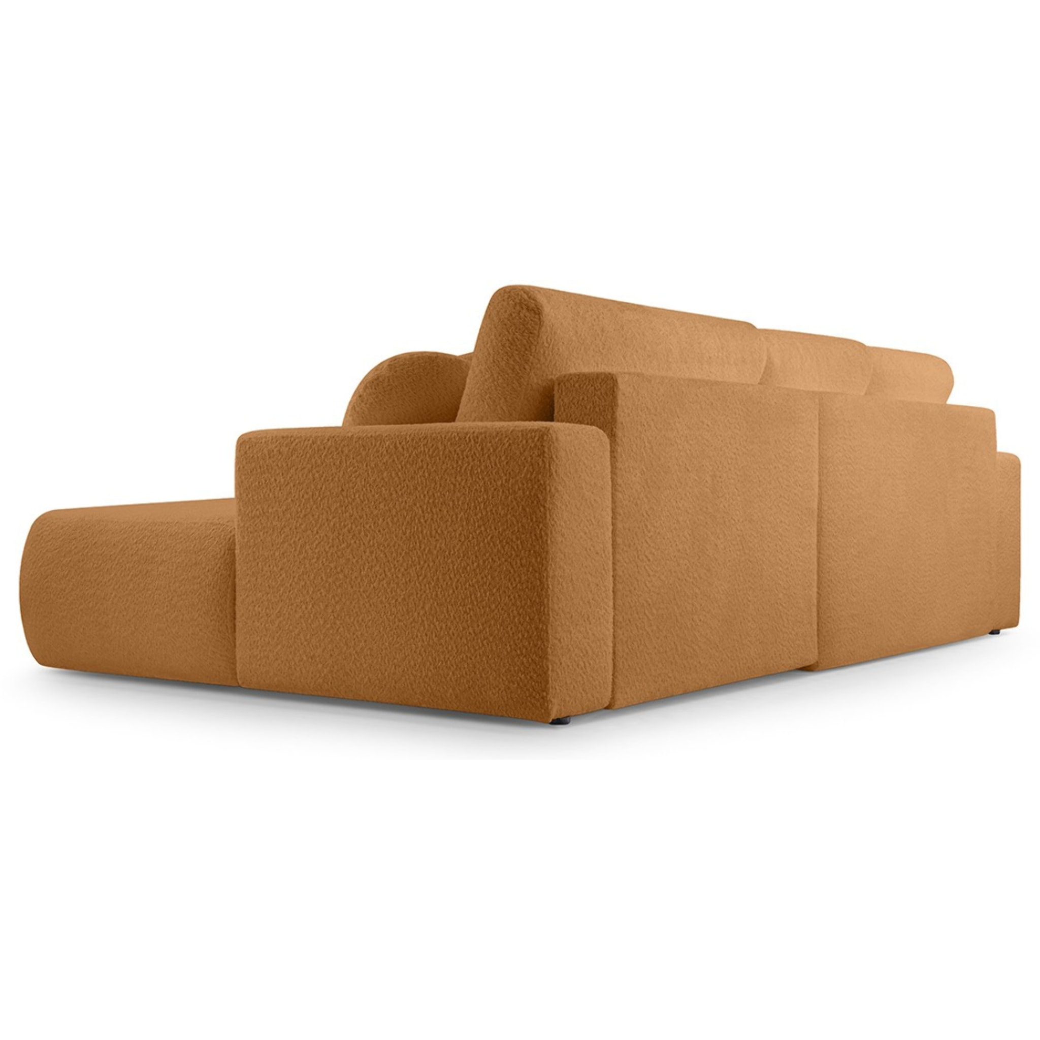 Candela - canapé d'angle droit 4 places - convertible avec coffre - en tissu bouclette - Terracotta