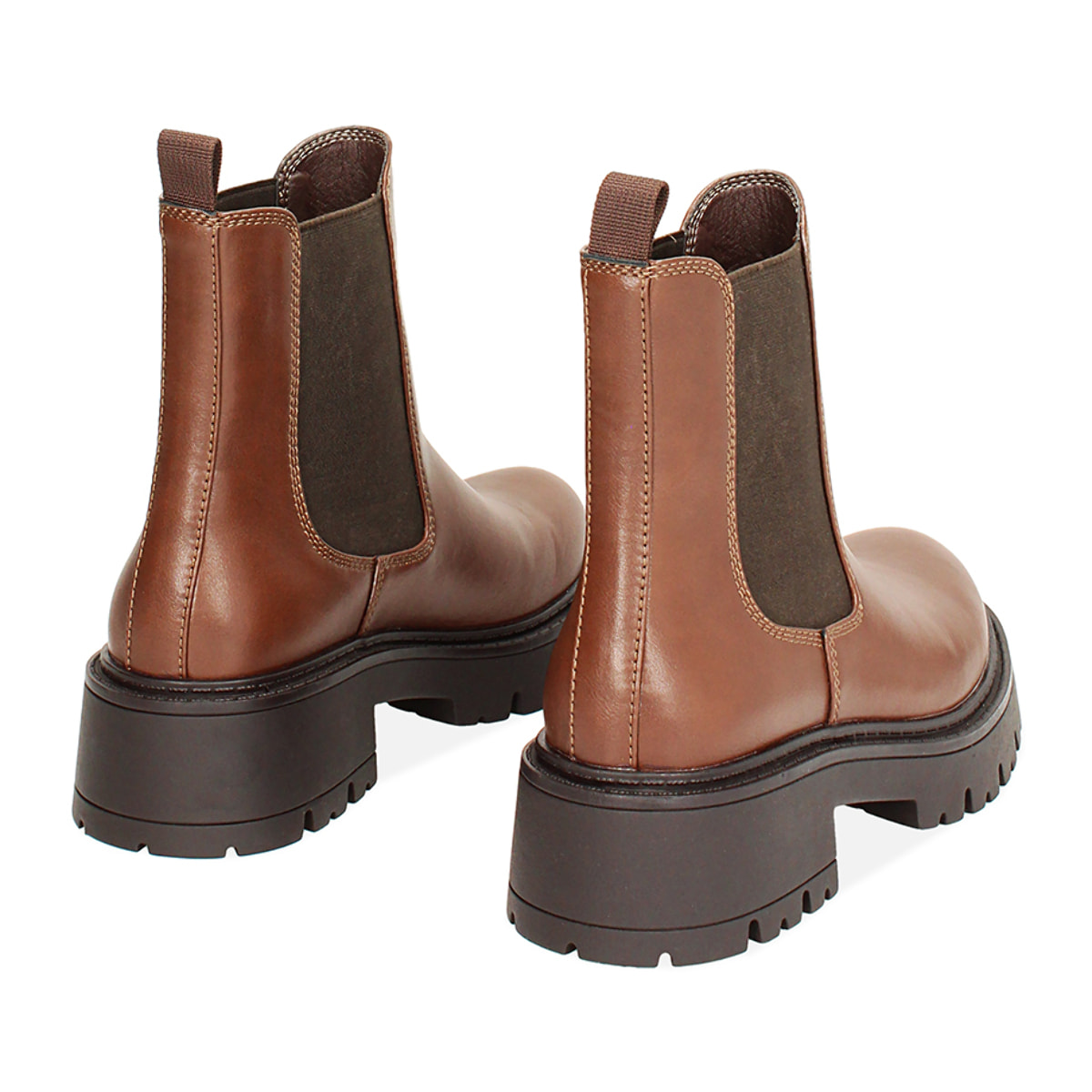 Beatles cognac con suola in gomma 5 cm