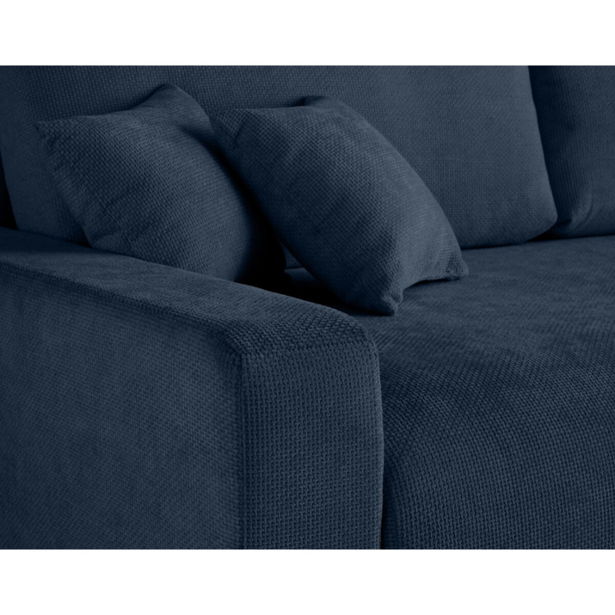 Pivoine - canapé droit 3 places - convertible avec coffre - en velours texturé - Bleu