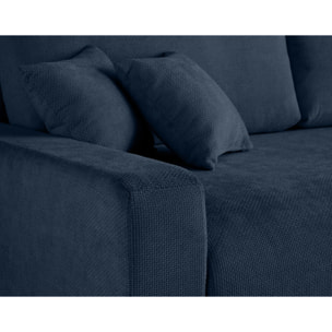 Pivoine - canapé droit 3 places - convertible avec coffre - en velours texturé - Bleu