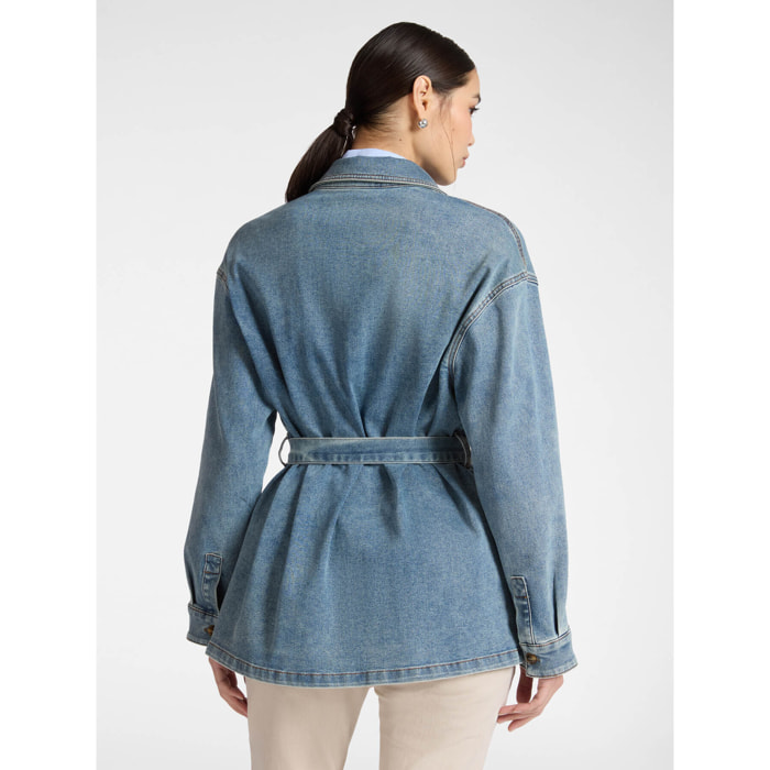 Elena Mirò - Chaqueta de denim con aplicaciones - Azul
