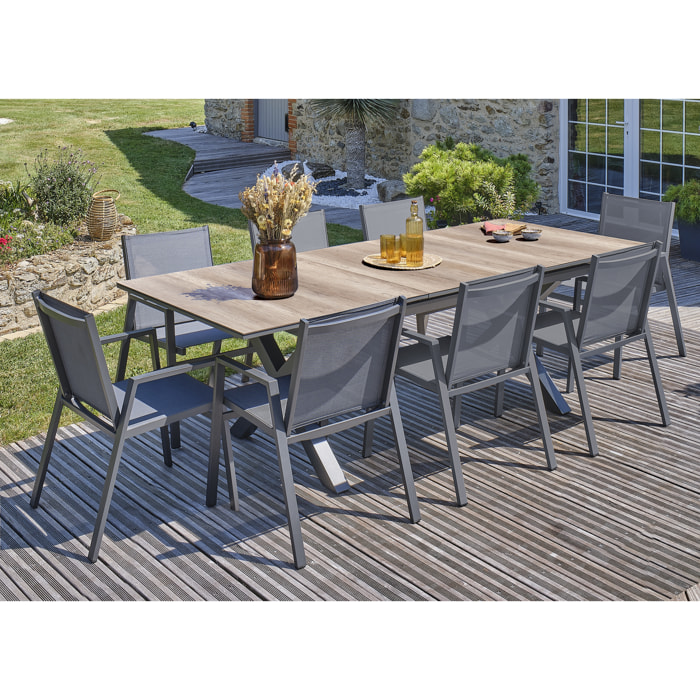 FLORIDE - Ensemble repas de jardin 8 places en aluminium