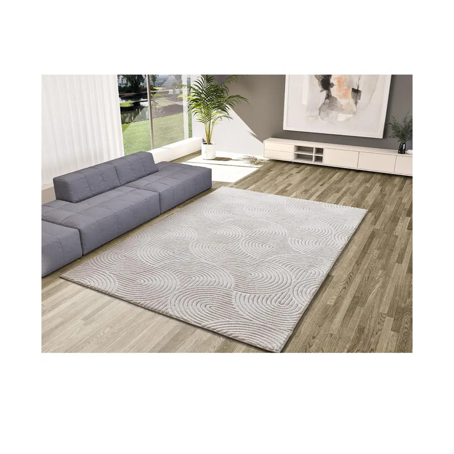 Alfombra lavable con relieve en color blanco Estilo, varias medidas disponibles