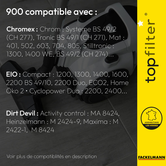 Lot de 4 sacs aspirateur pour EIO et Chromex TopFilter Premium