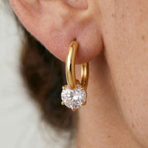 Pendientes de Circonita Brillante acabado en oro amarillo de 18k