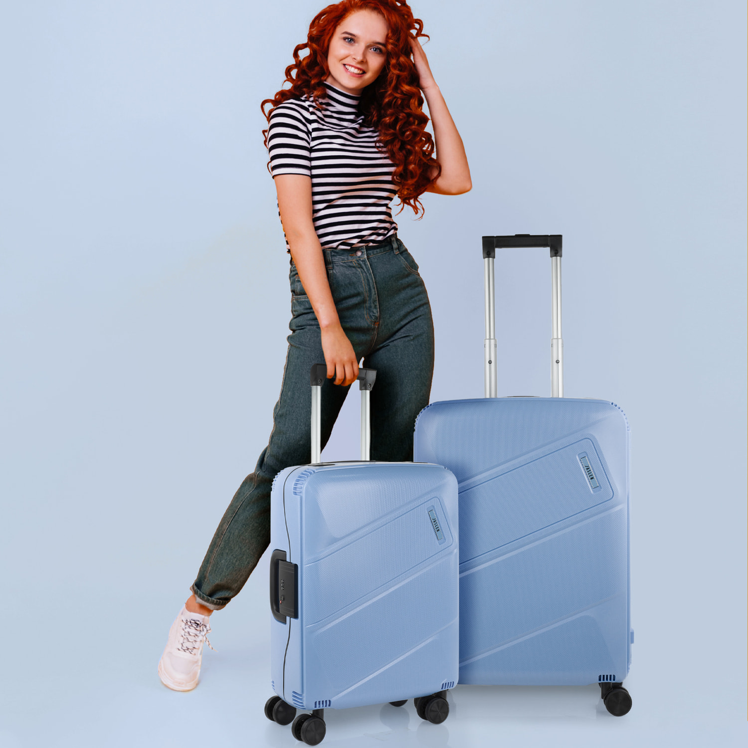 Juego De Maletas Rígidas Pp Jaslen Orleans Azul