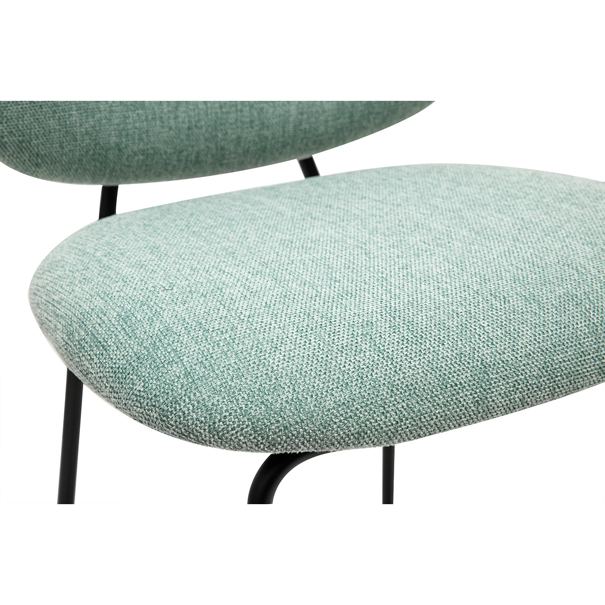 Tabourets de bar en tissu effet velours texturé vert céladon et métal H66.5 cm BARNET (lot de 2)