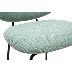 Tabourets de bar en tissu effet velours texturé vert céladon et métal H66.5 cm BARNET (lot de 2)