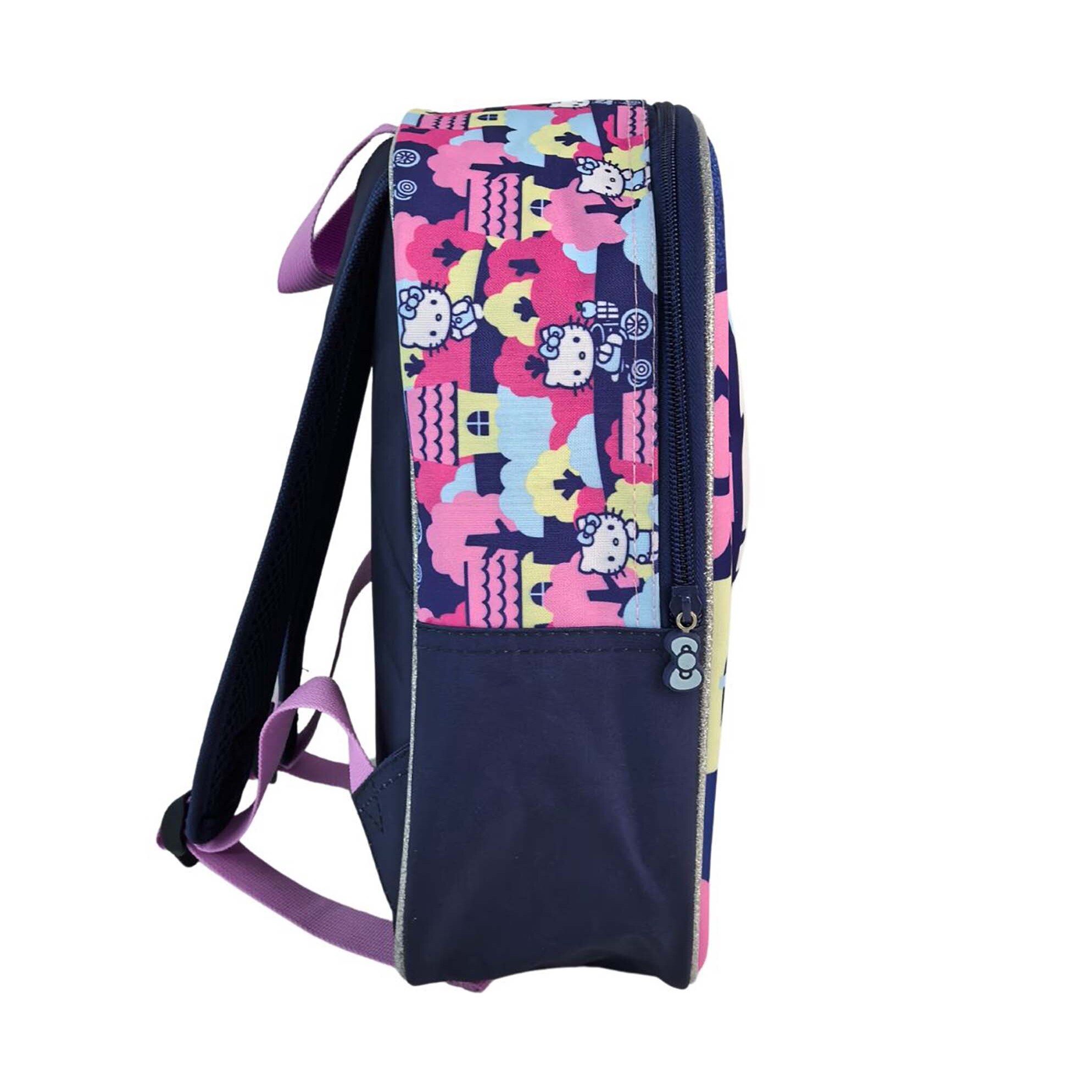 Hello Kitty Mochila Preescolar 3D. Bolsillo lateral. Espaldera acolchada.