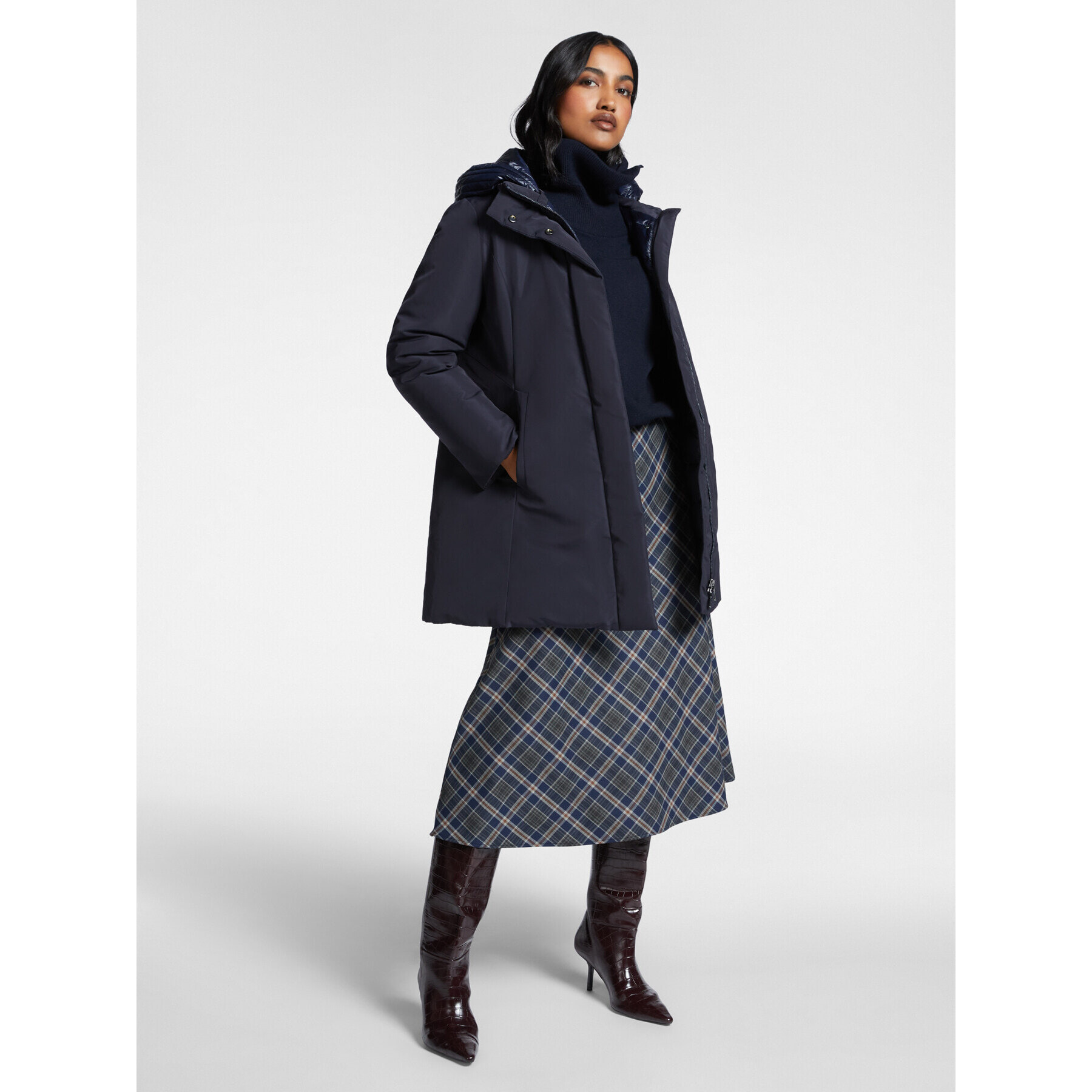 Elena Mirò - Parka de nailon reps impermeable - Azul