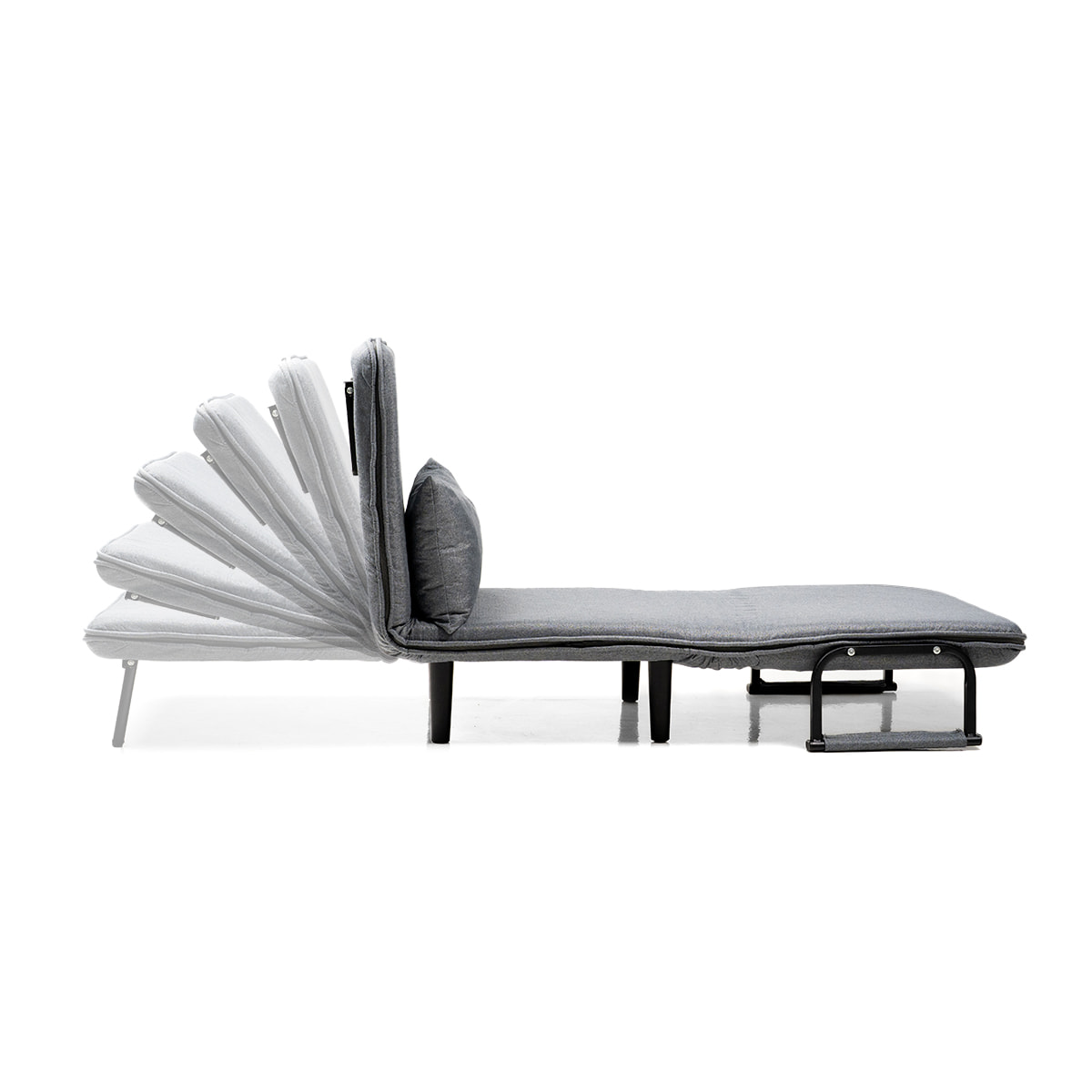 Divano Letto Convertibile Singolo 4 in 1 - grigio e nero - 64x80x68 cm