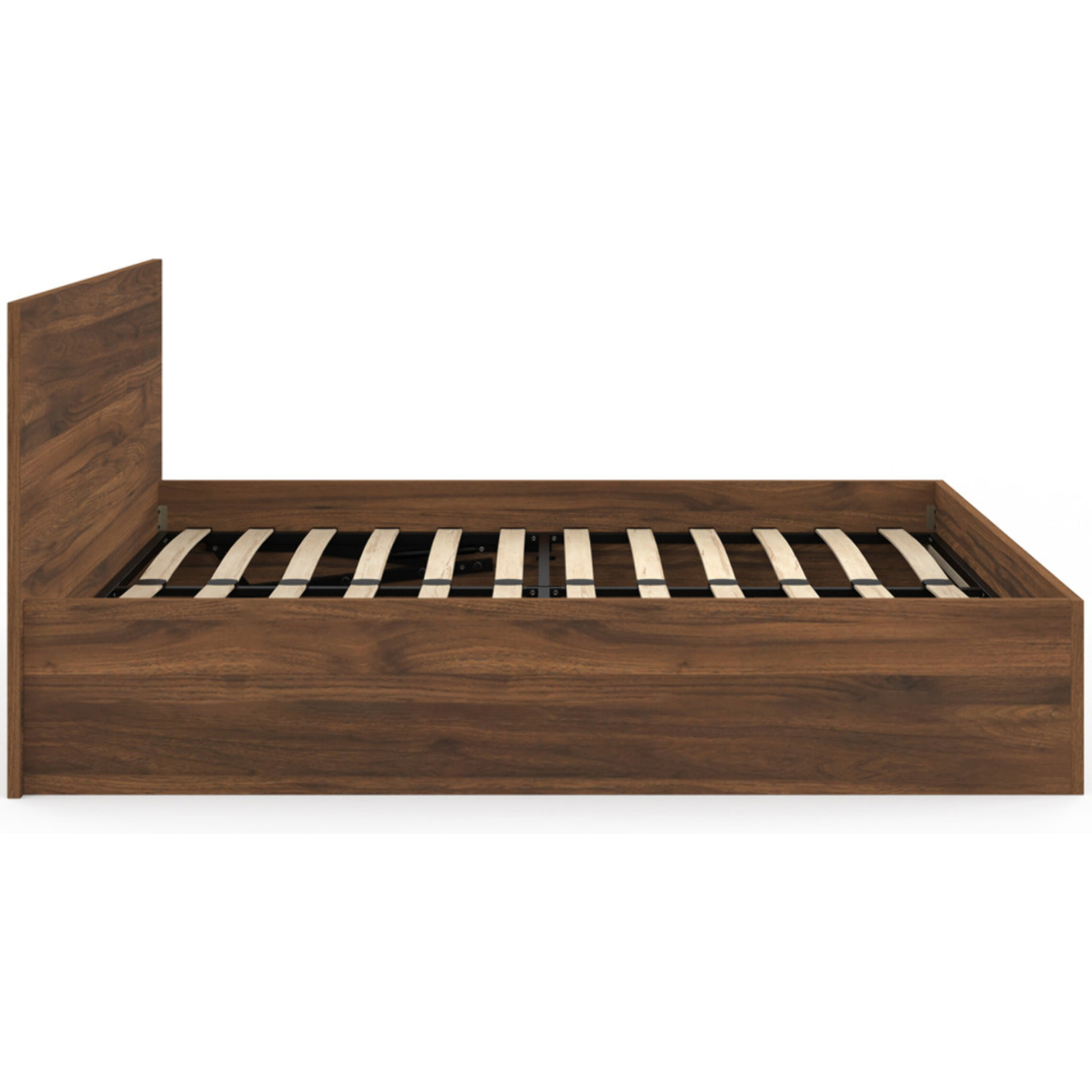 Lit coffre Sicilia 140x190cm effet bois noyer