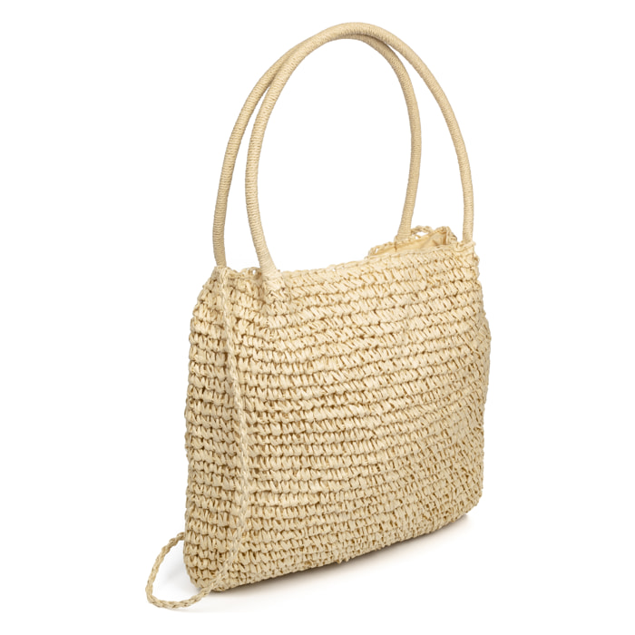 Zuccarello borsa shopper in rafia di carta intrecciata.