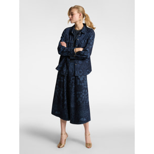 Elena Mirò - Falda midi en denim tratado con láser - Azul