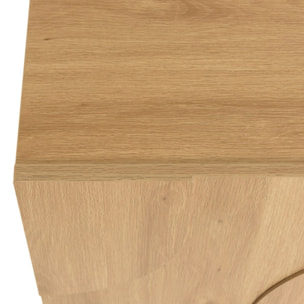 ETHAN - Meuble TV bois couleur naturelle 4 portes décor motif arrondi
