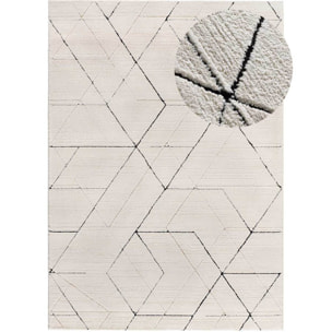 TURIN Alfombra geométrica con relieve en blanco y negro, varias medidas disponibles