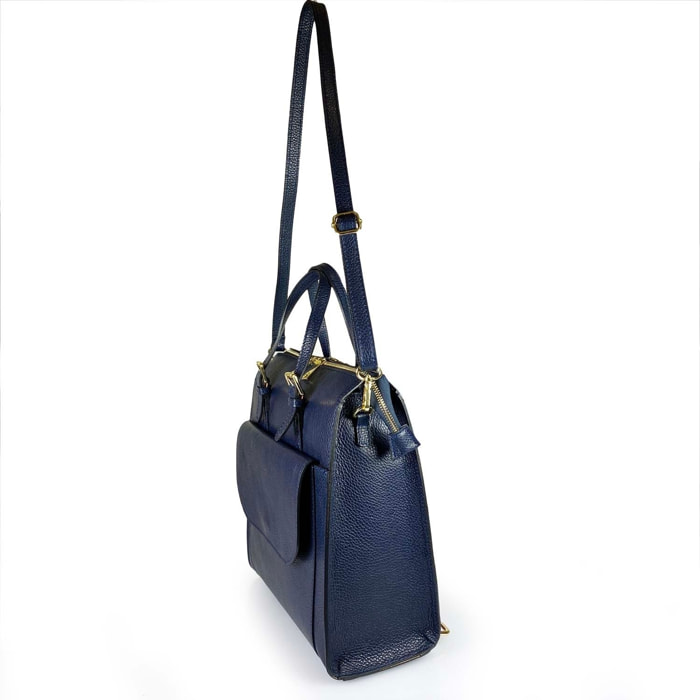 Borse Donna colore Blu-in pelle Made in Italy 27 x 31 x 13cm