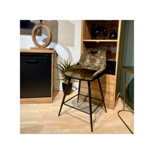 Chaise de bar en velours avec poignée et pieds en métal - ROSA 2