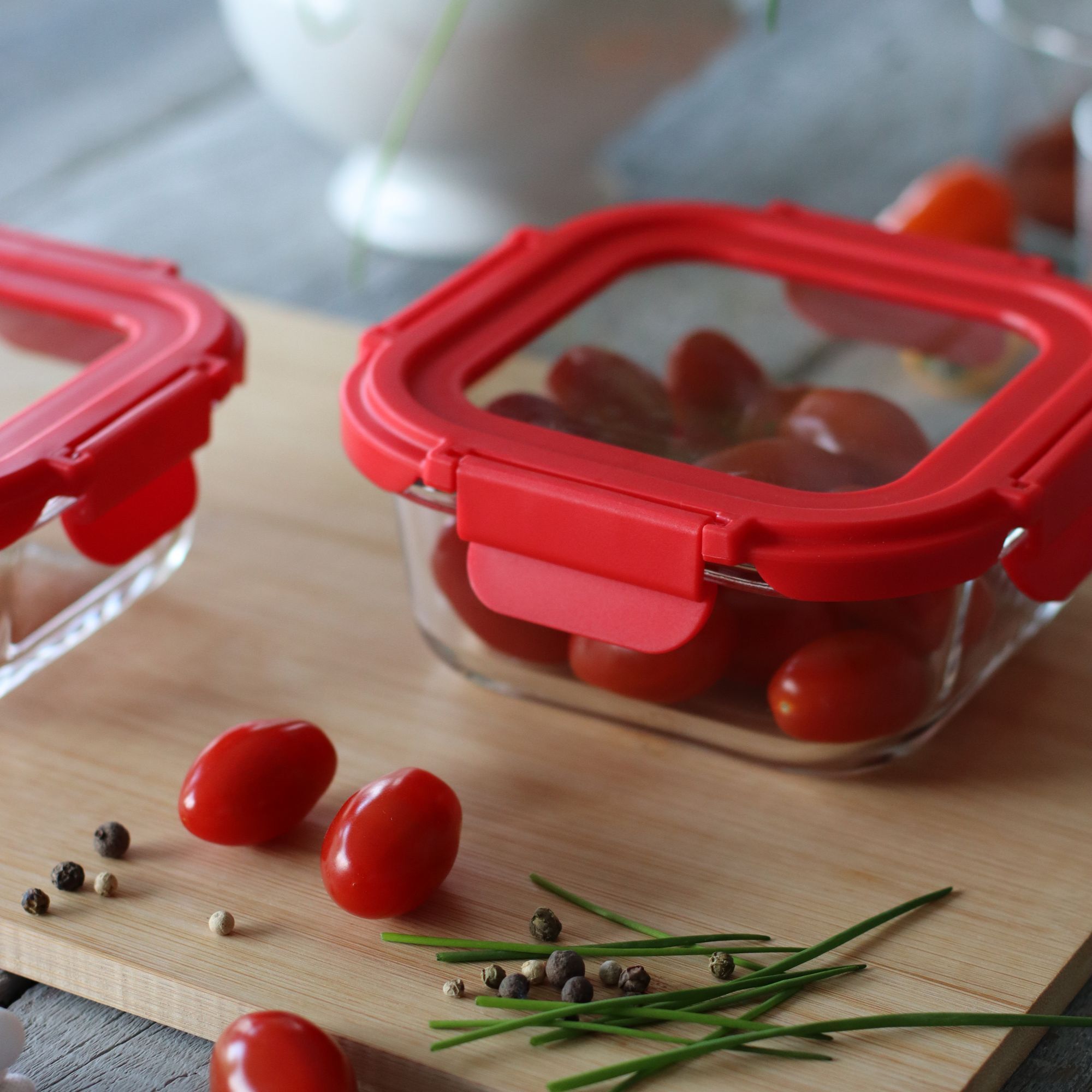 Lot de 6 boîtes hermétiques carrées en verre CRISTAL