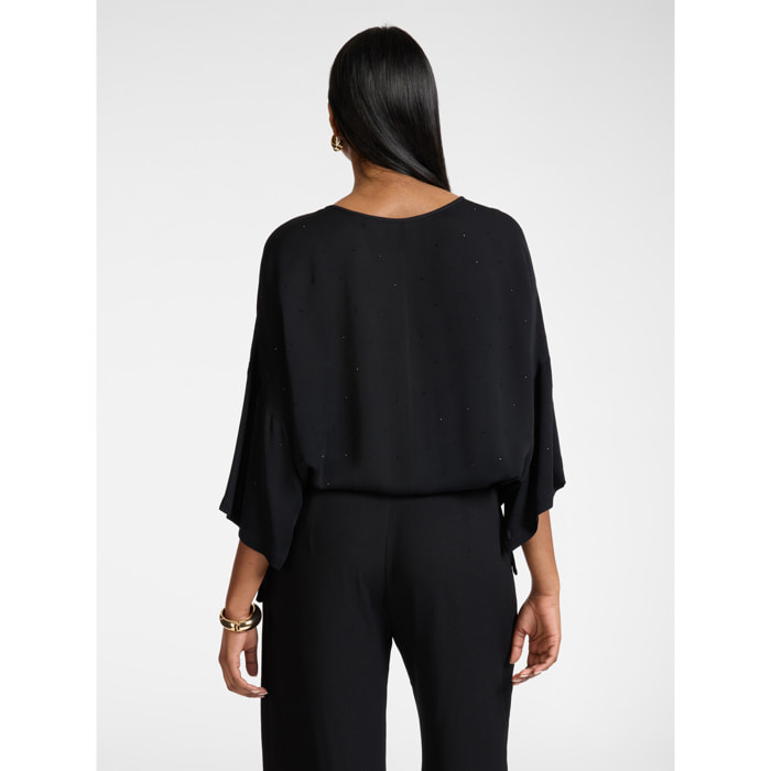 Elena Mirò - Blusa in marocaine con applicazioni - Nero