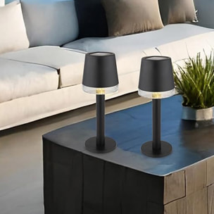 Well Home Lámpara de Mesa solar luces LED blanco cálido en color Negro Ø8x21cm