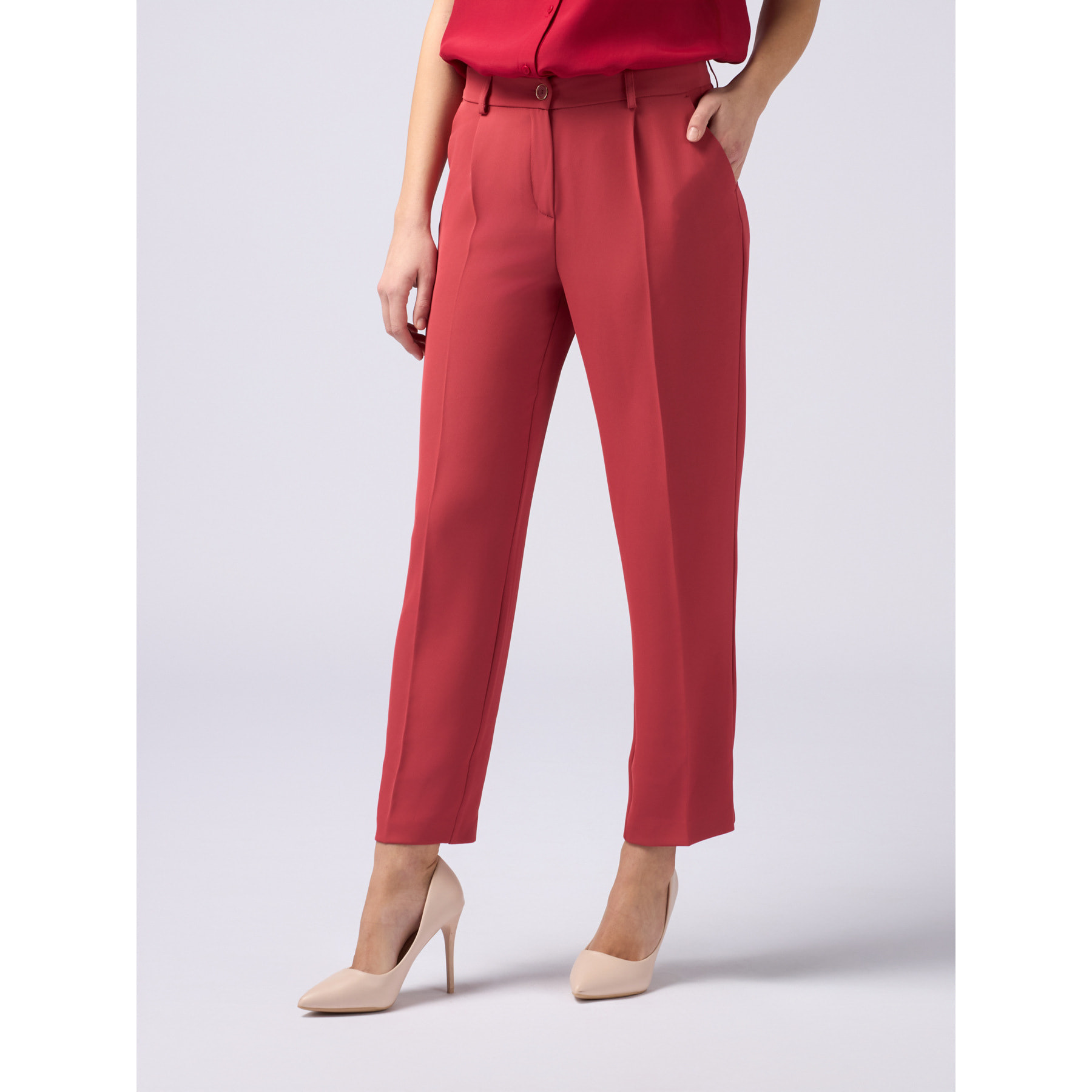 Oltre - Pantaloni in tessuto fluido - Rosso