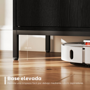 Aparador para Salón con 2 Puertas, Aparador de Cocina Moderno, Estante Ajustable y Base Elevada, para Comedor, Pasillo, Dormitorio, 80x40x90 cm, Negro