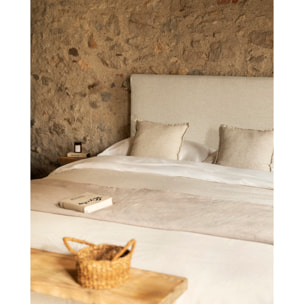 Cabecero tapizado desenfundable de lino blanco de varias medidas