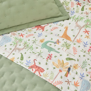 Sábana de algodón 180 hilos animales Selva color blanco 100% Algodón percal