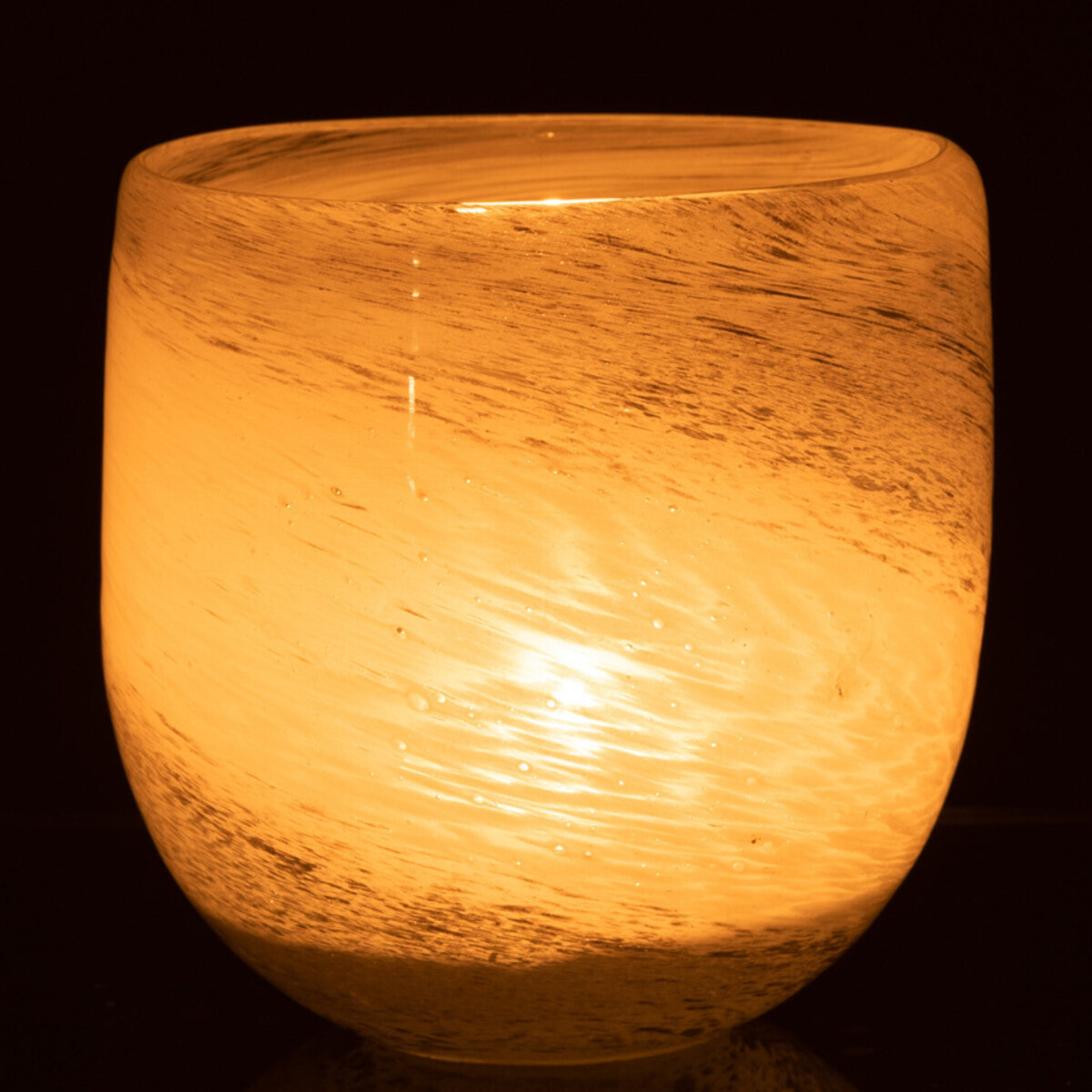 J-Line photophore Denim - verre - blanc/bleu - small