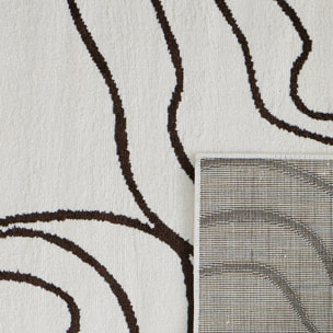 SANTAL - Tapis de salon crème à motif floral