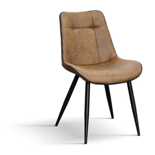 Set di 4 sedie BRUXELLES in ecopelle cammello e gambe in metallo nero