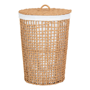 Portabiancheria Pomal in carta intrecciata con fodera — naturale e bianco ø42×56 cm