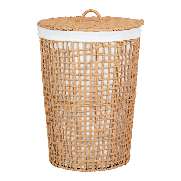 Portabiancheria Pomal in carta intrecciata con fodera — naturale e bianco ø42×56 cm