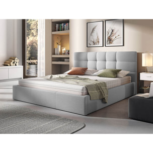 Mael - lit coffre - 160x200 - en tissu - sommier inclus - Gris clair