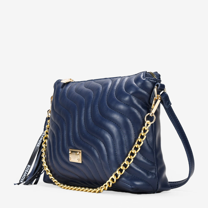 Bolso bandolera azul con cadena