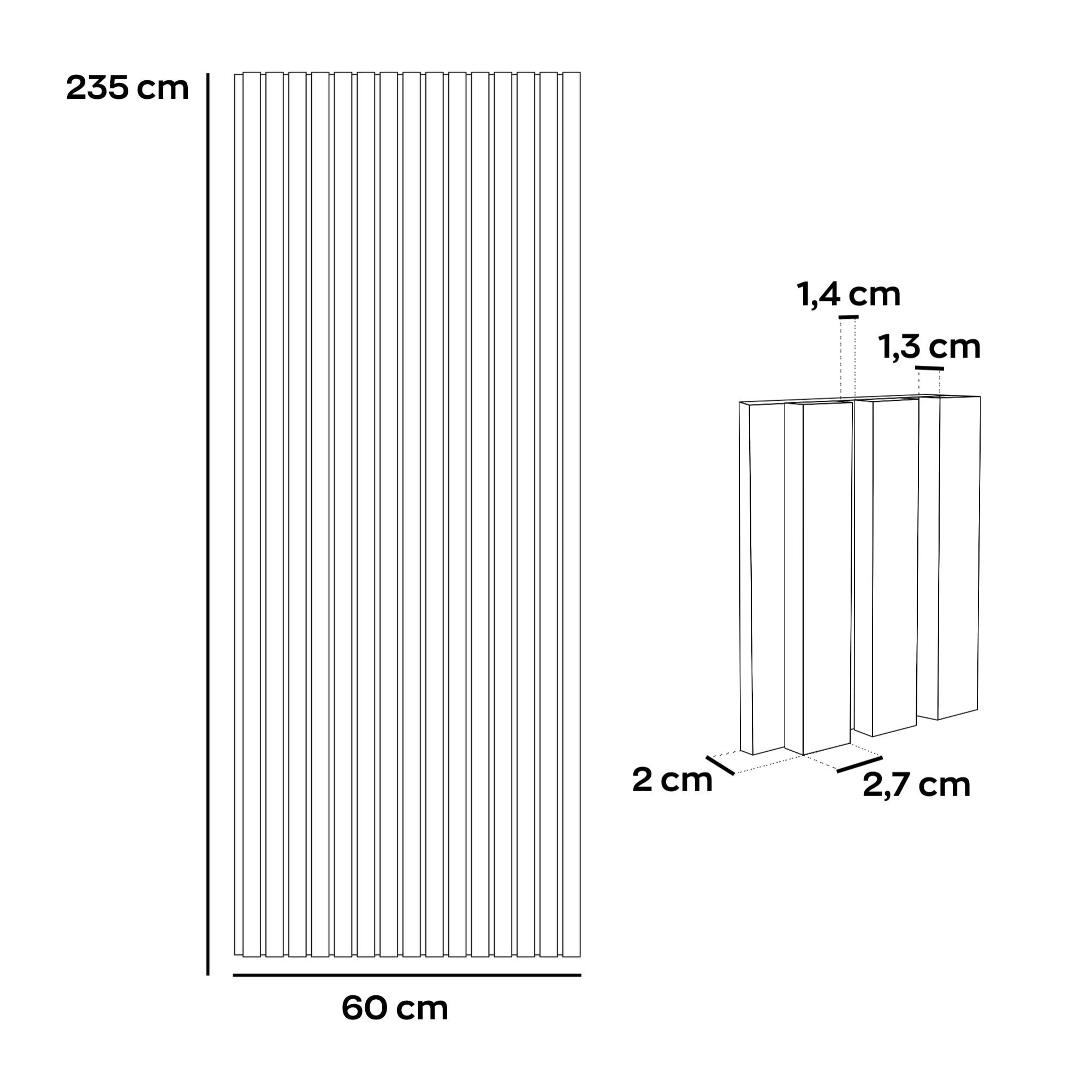Mozart - Set di 2 pannelli fonoassorbenti decorativi in legno 235x60 cm, nero