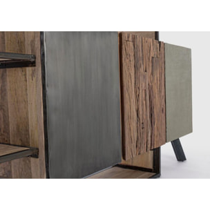 Credenza MANCHESTER in legno di mango e acciaio nero, 175x38x100 cm