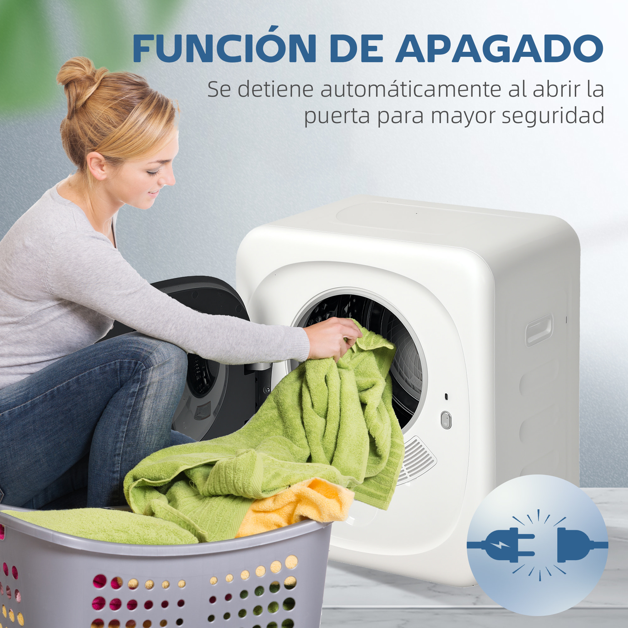Secadora de Evacuación 4 KG, Secadora de Ropa 800W, Función Antiarrugas, Función Esterilizar, 5 Programas, Carga Frontal, Fácil de planchar, Tambor Inox, Blanco
