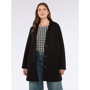 Fiorella Rubino - Cappotto in scuba dalla linea essenziale - Nero