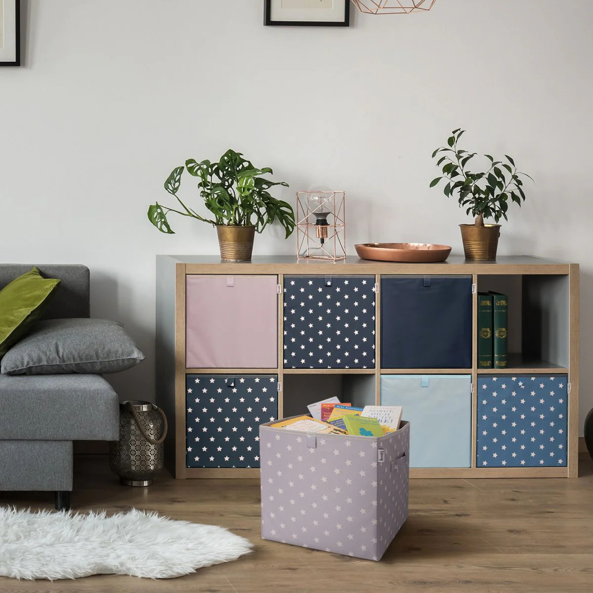 Boîte de rangement coloris bleu clair, compatible avec l'étagère IKEA KALLAX Lifeney