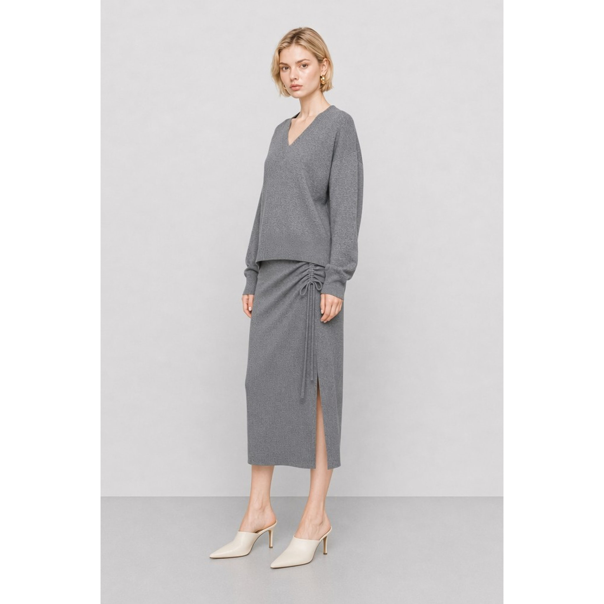 Kocca - Maglia da donna in 100% lana con scollo a V e maniche lunghe Donna