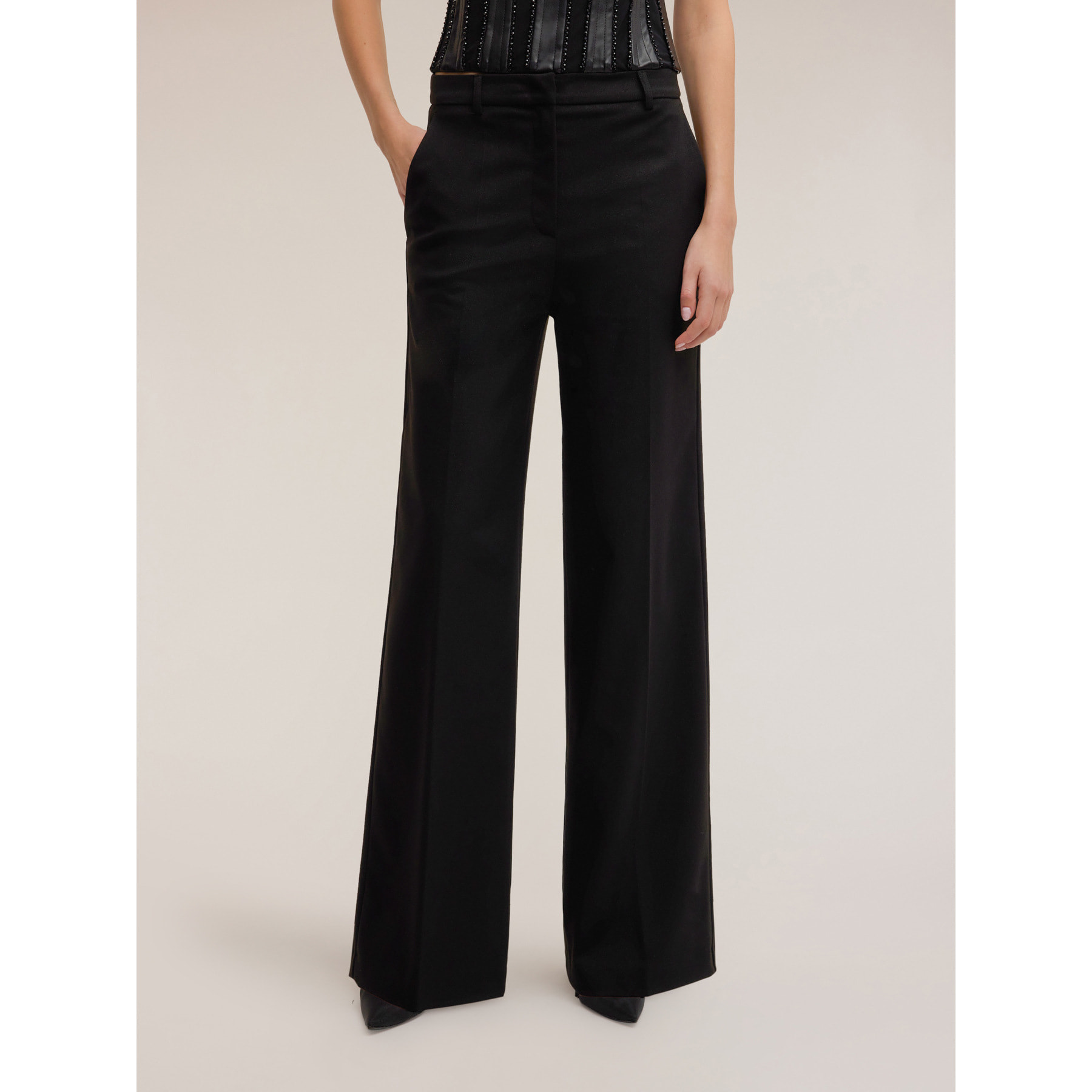 Motivi - Pantaloni palazzo misto lurex Smart Couture - Nero