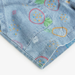 Bermudas denim para niÃ±a estampadas de color verde