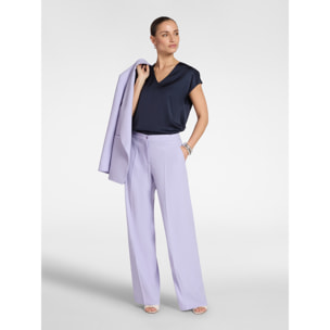 Elena Mirò - Blusa de satén con escote en V - Azul