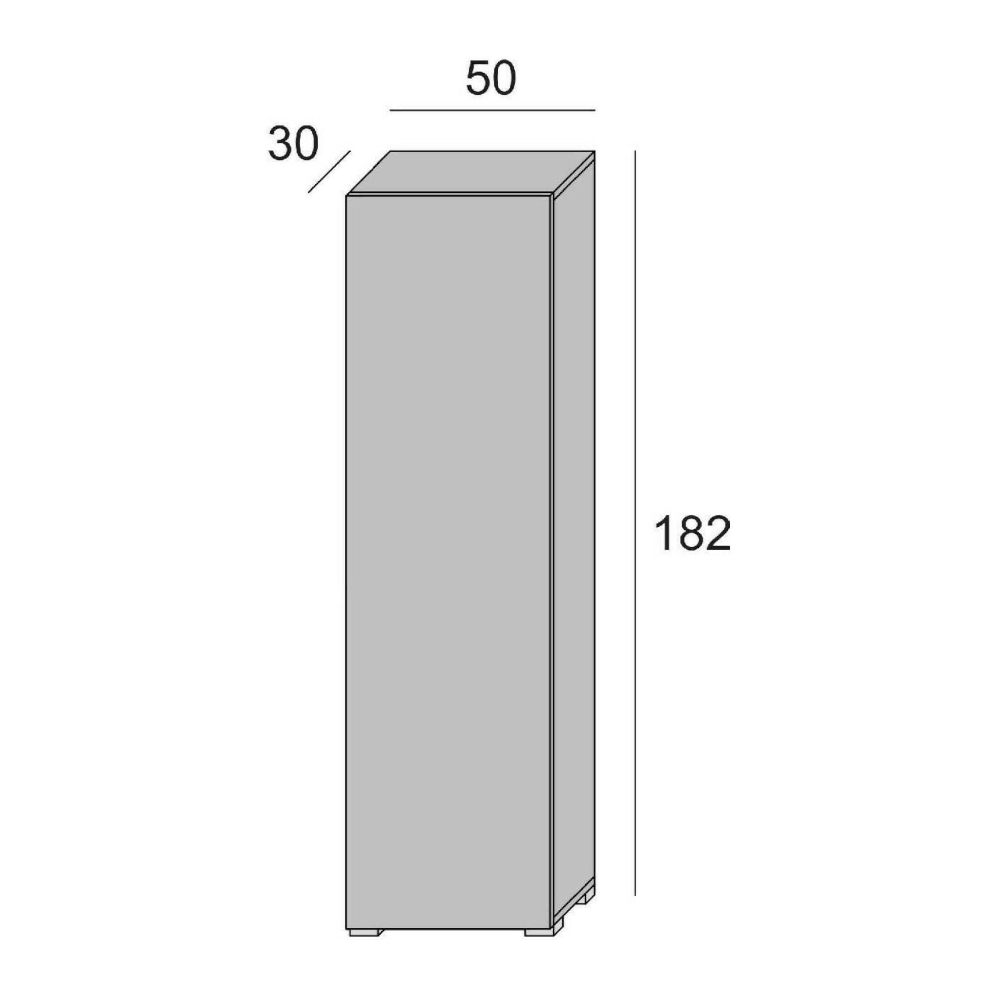 Armadio multiuso Fiordaliso, Mobile lineare a 1 Anta e 7 ripiani, Colonna da ingresso o bagno, Scarpiera moderna, 100% Made in Italy, Cm 50x30h182, Olmo e fantasia