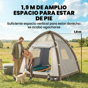 Tienda de Campaña Inflable con Mosquitera para 3–4 Personas Tienda de Campaña con Vestíbulo Bomba UPF30+ Puertas Bolsa Transporte Montaje Rápido Tela Oxford Cubierta Impermeable 3000 mm