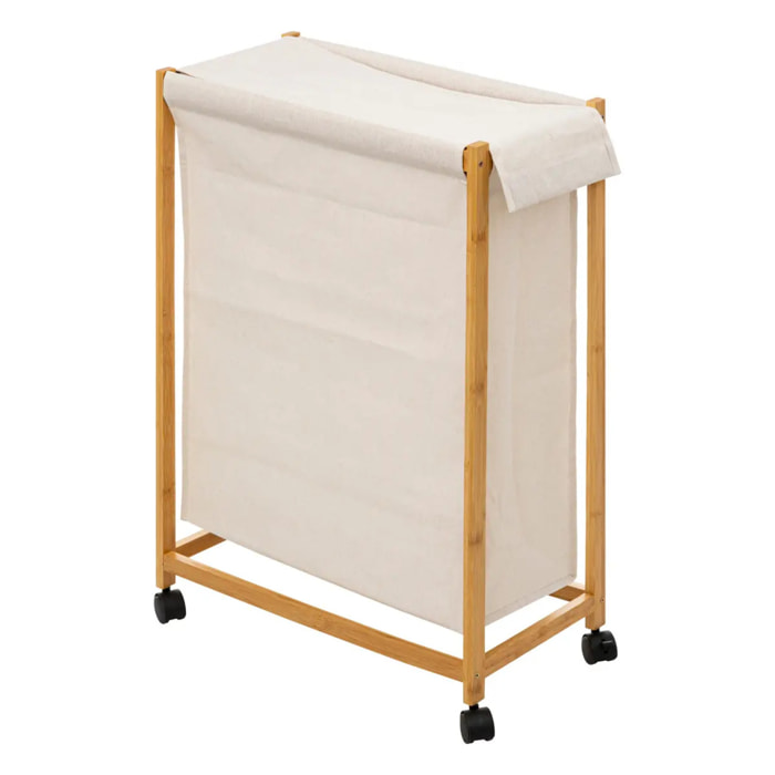 Panier à linge roulette 52L beige